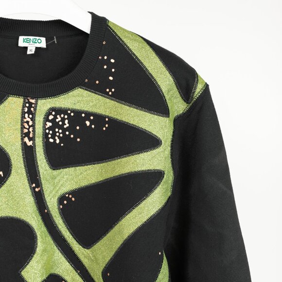 Kenzo Black & Green Gear-Patch Cotton Sweatshirt - Picture 4 of 10